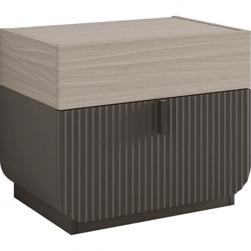 Halo Nightstand in Cocoa Grey & Warm White Oak